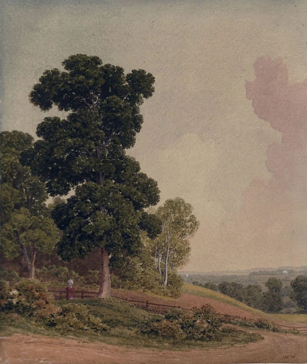 Landscape with sandy road and trees, by George Fennel Robson, watercolor, 1822