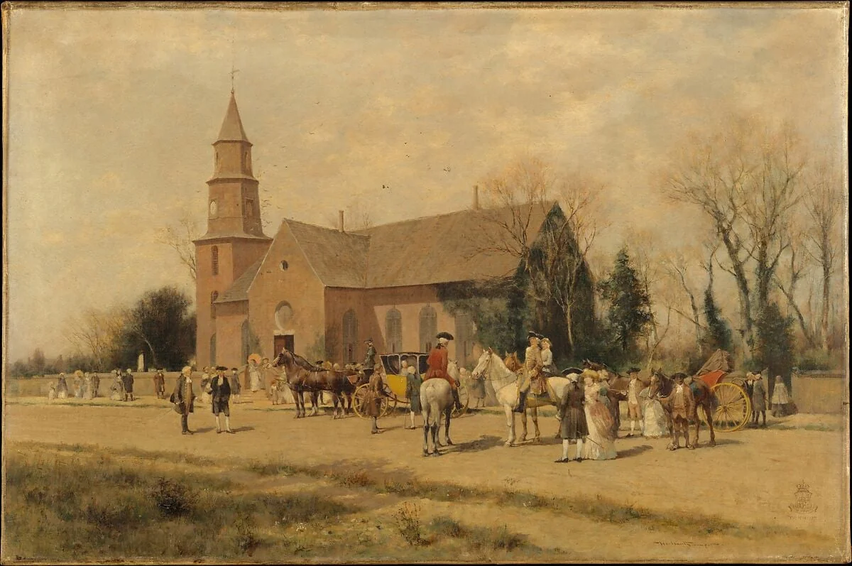 Old Bruton Church, Williamsburg, Virginia, in the Time of Lord Dunmore, detail