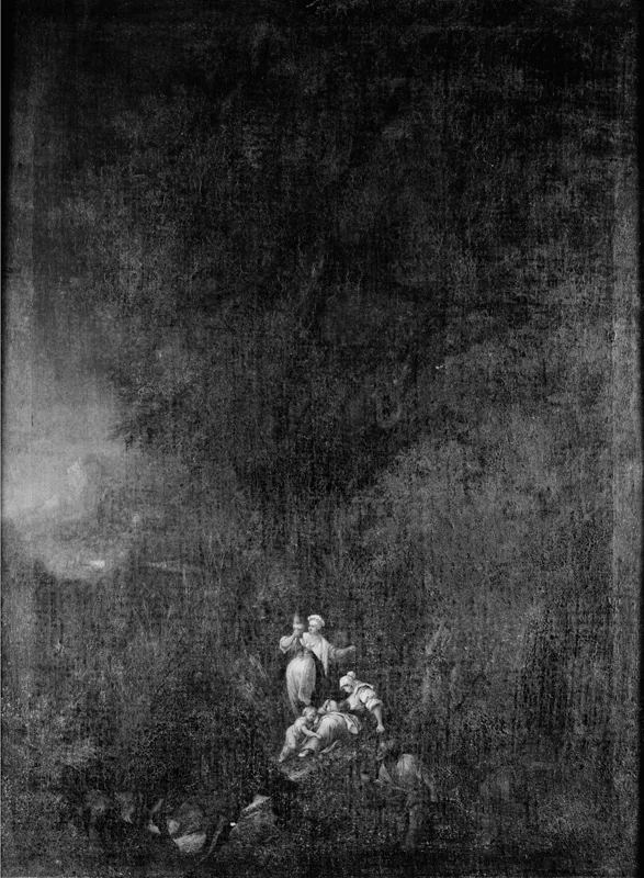 Landscape with a Crayfisher, a Donkey and Peasant Women with their Children, detail