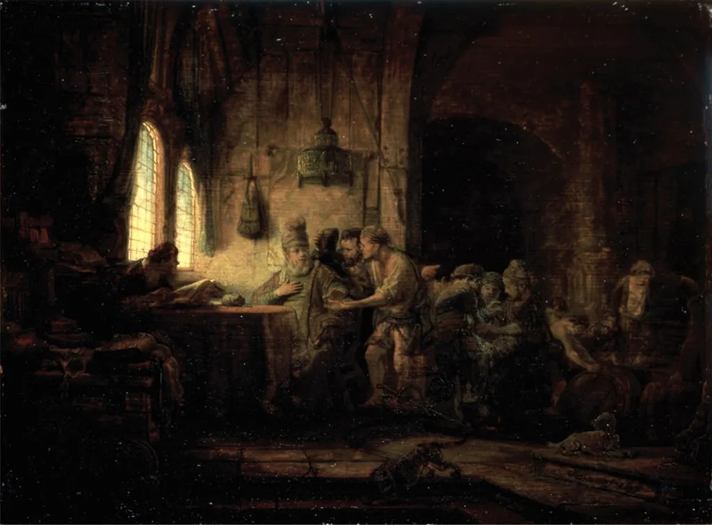 Parable of the Laborers in the Vineyard, by Rembrandt, oil, 1637