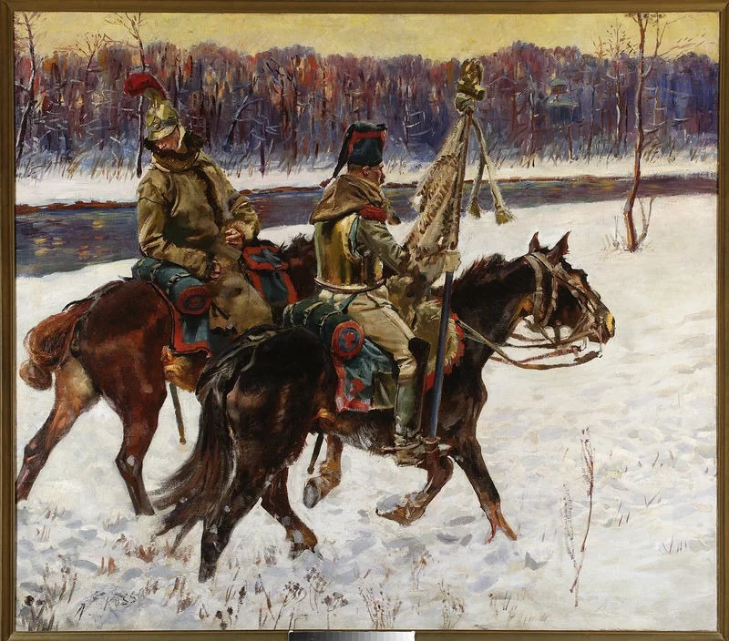 Two French hussars – “Berezina” fragment, detail
