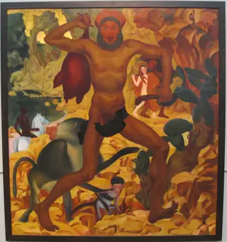 Uomo con un babbuino, by Alexandre Jacovleff, unspecified, 1915