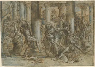 The Massacre of the Innocents, by Giovanni Francesco Romanelli, ink, 1635