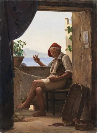 A Fisherman from Sorrento, Italy, by Carl Bloch, oil, 1860
