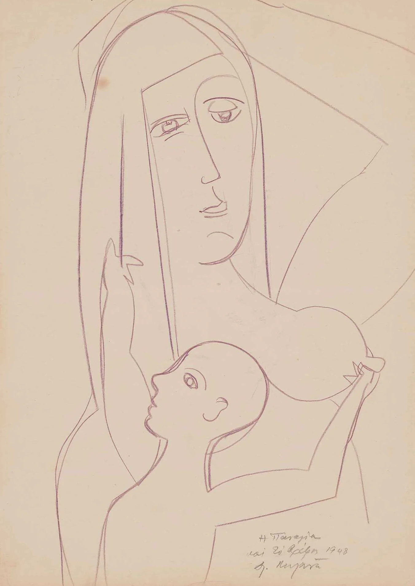 The Virgin and Child || Composition with church, detail