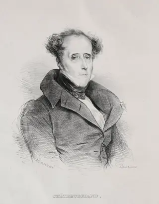 François René Auguste Victome de Châteaubriand, by Achille Devéria, 1840