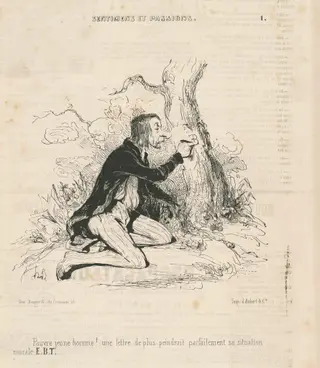 Pauvre jeune homme!, by Honoré Daumier, ink, 1840