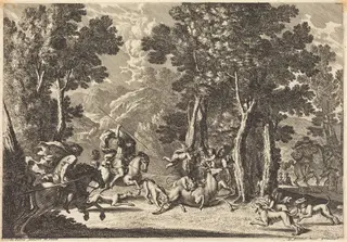 A Stag Hunt, by Jean Lepautre, ink, 1650
