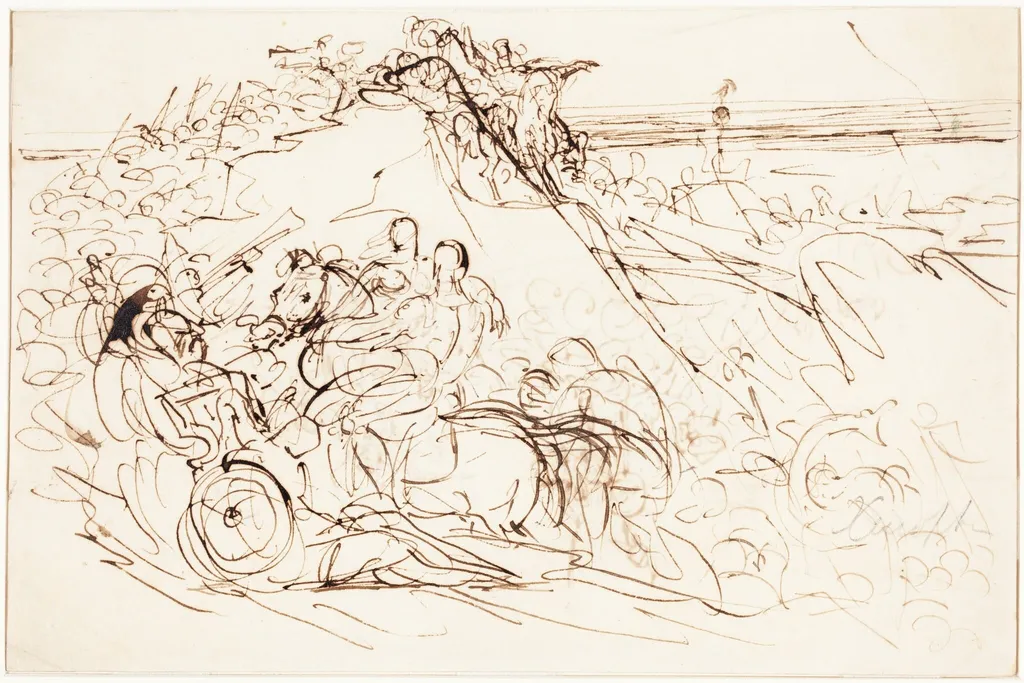 Xenophon and the Greeks Sighting the Sea [recto], by Benjamin Robert Haydon, ink, 1816