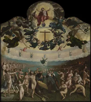 The last judgement and the seventh act of mercy, by Bernard Van Orley, oil, 1521