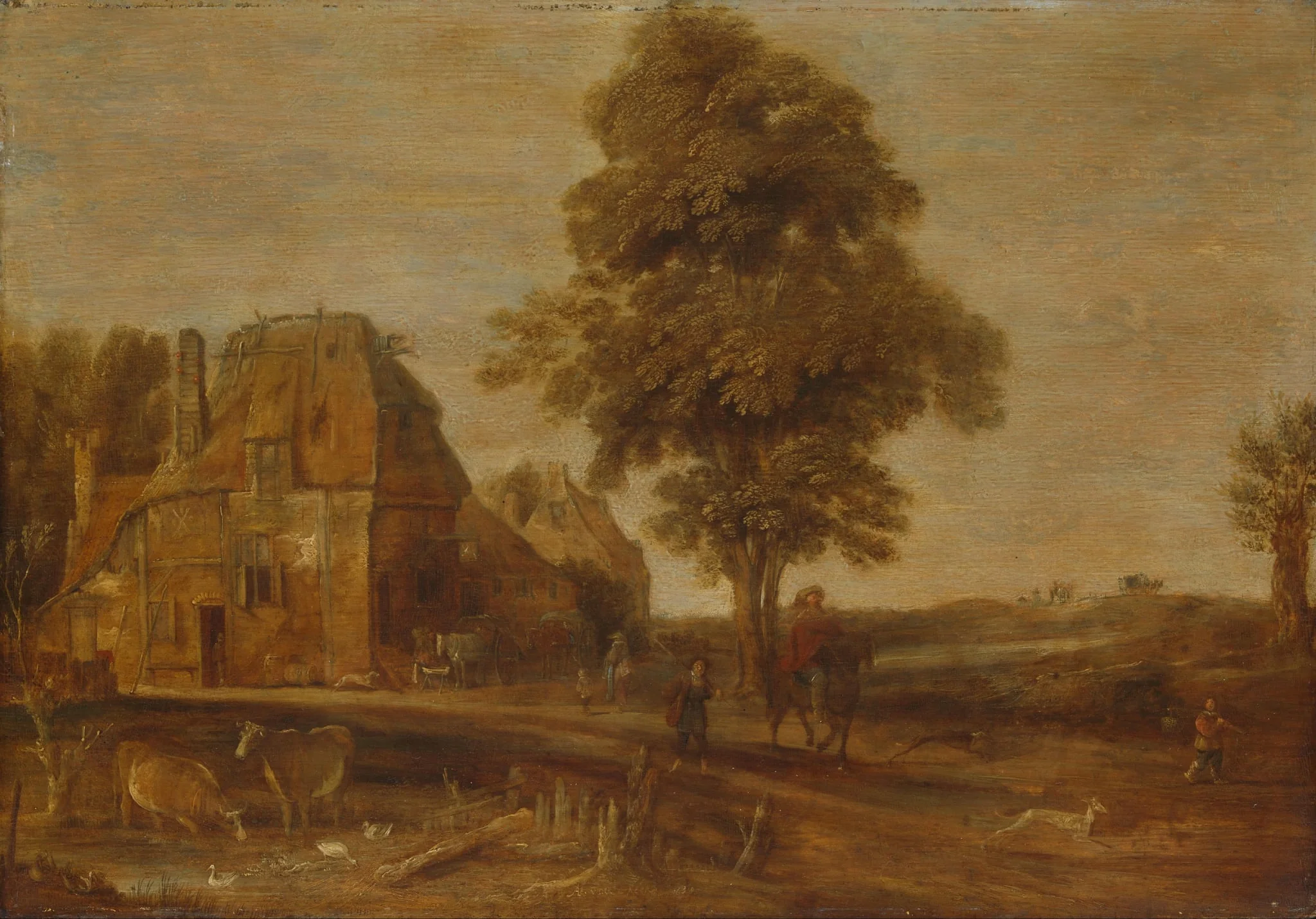 Landscape with an Inn, detail