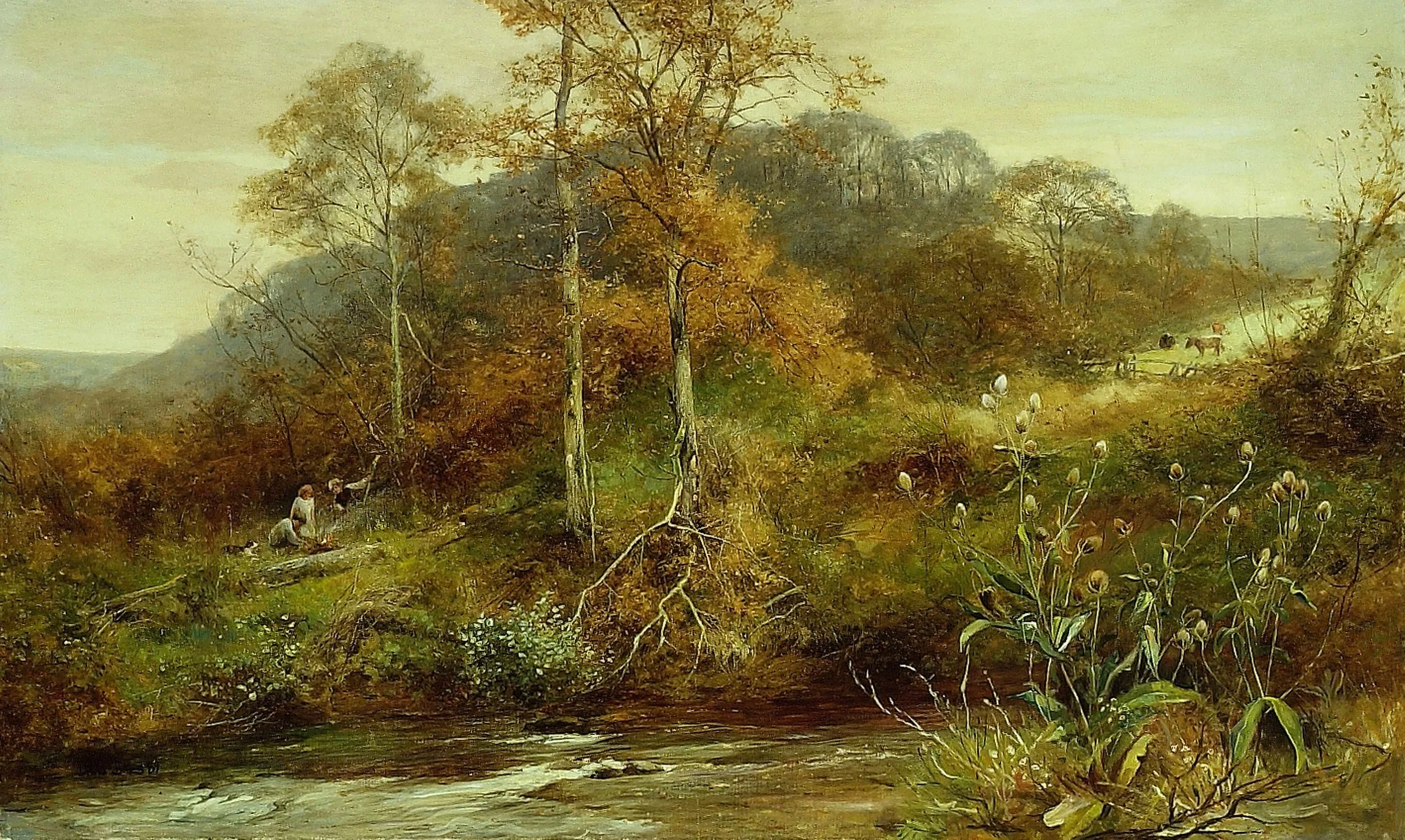 Autumn River Scene, The Brook, detail