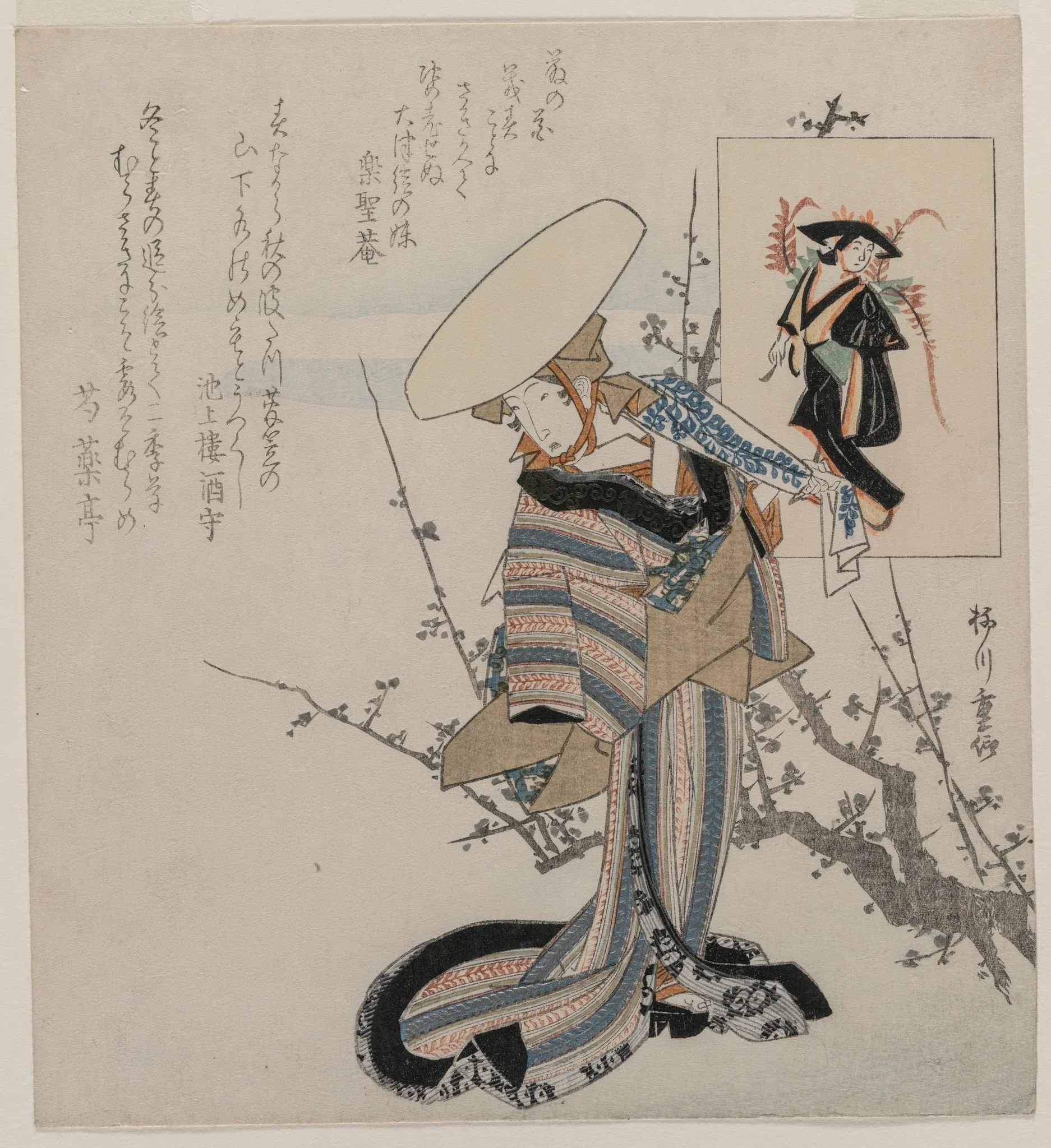 Woman by a Plum Tree Matched with the Wisteria Maiden (from a series of women compared to figures from Otsu paintings), detail