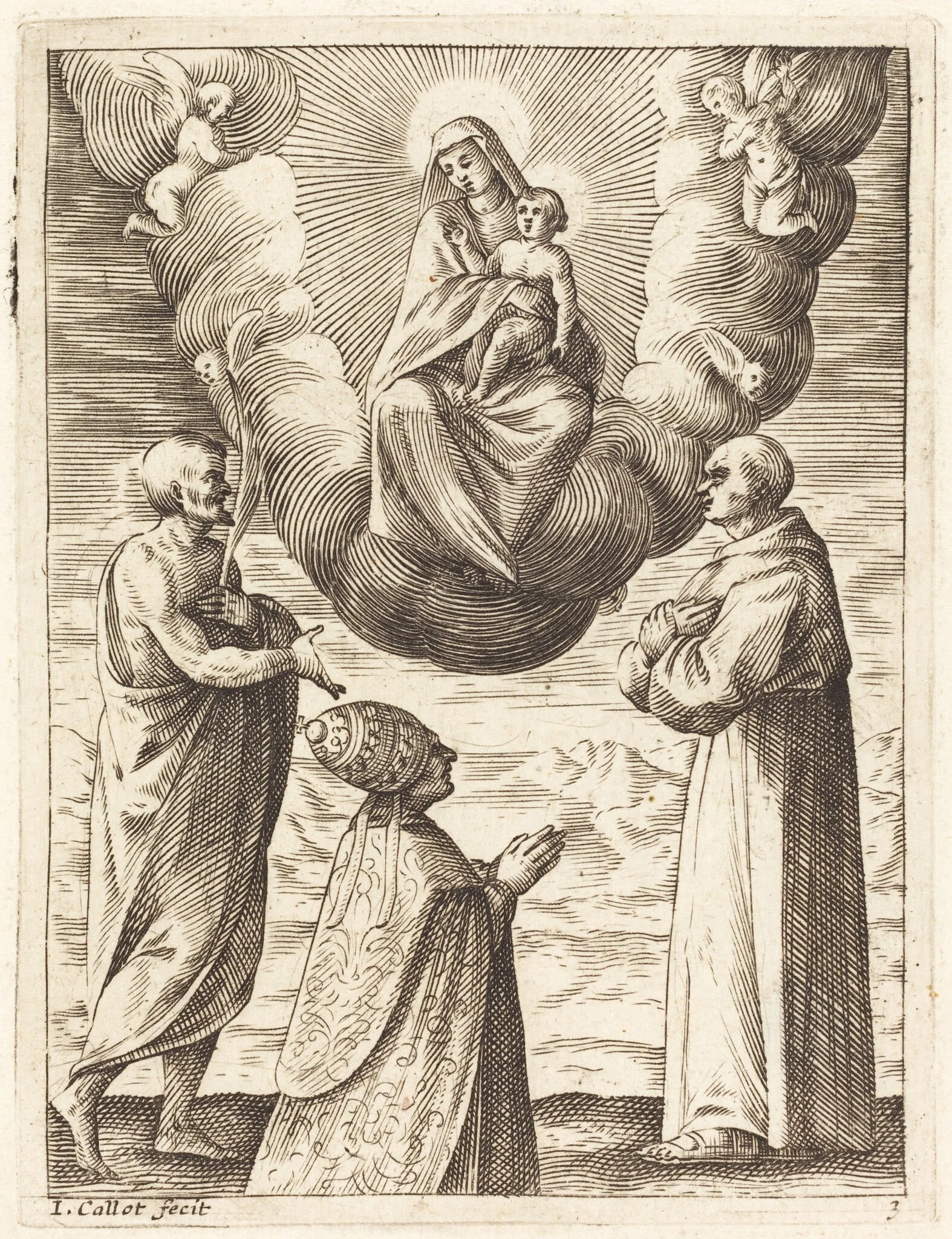 Boniface VIII with Saints Francis and Crispin Adoring the Virgin and Child, detail