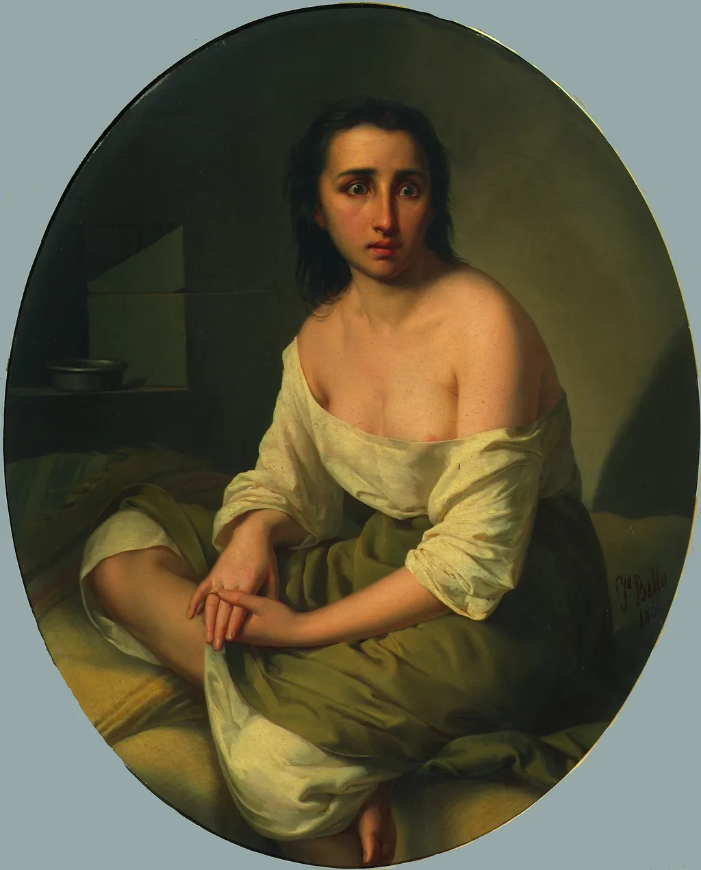 Eine Wahnsinnige, by Fortunato Bello, oil, 1856