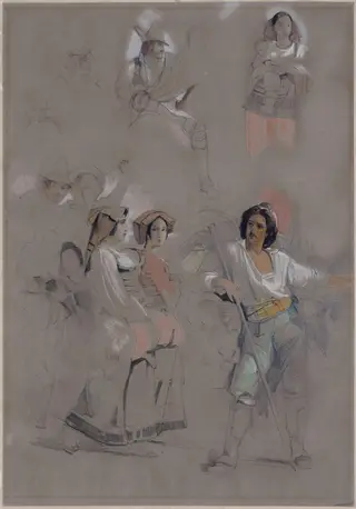 Figures in Italia Costume, by John Frederick Lewis, watercolor, 1838
