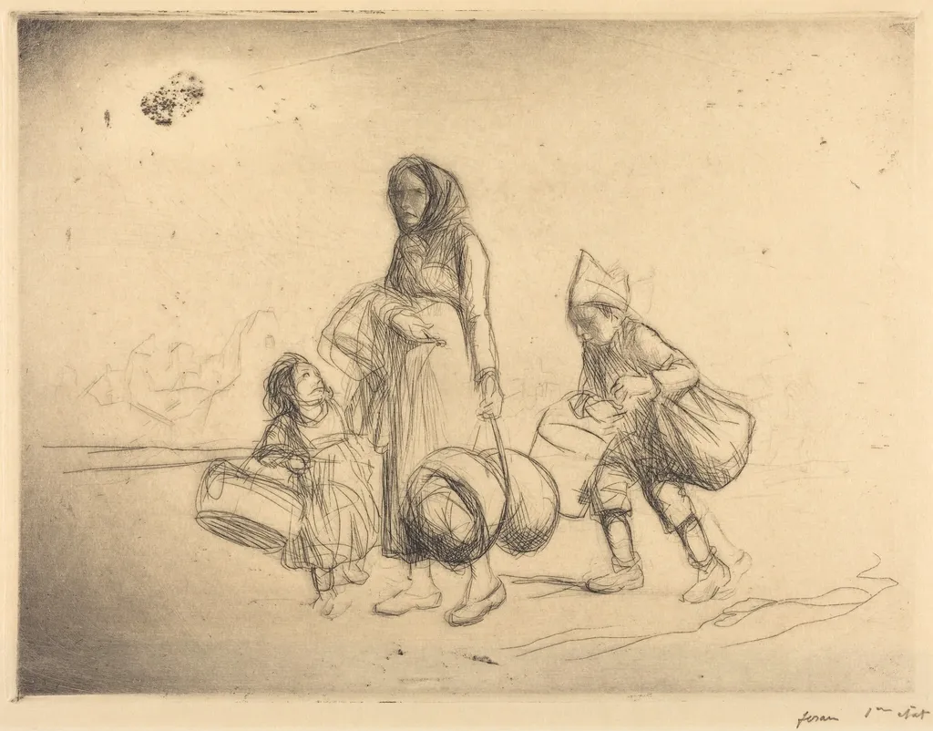 Le retour au foyer (The Return Home), by Jean-Louis Forain, ink, 1915