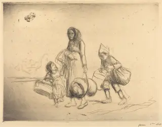 Le retour au foyer (The Return Home), by Jean-Louis Forain, ink, 1915