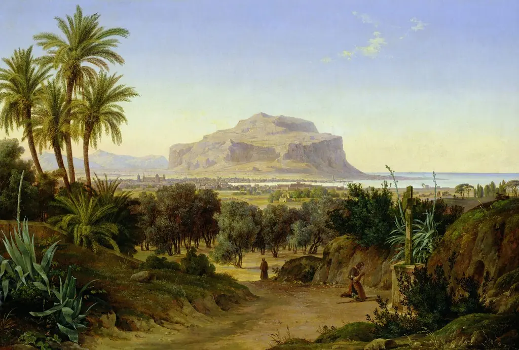 View of Palermo with Mount Pellegrino, by August Ahlborn, oil, 1831