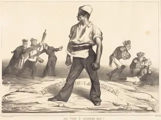 Ne vous y frottez pas!! (Don't You Meddle with It!!), by Honoré Daumier, ink, 1834