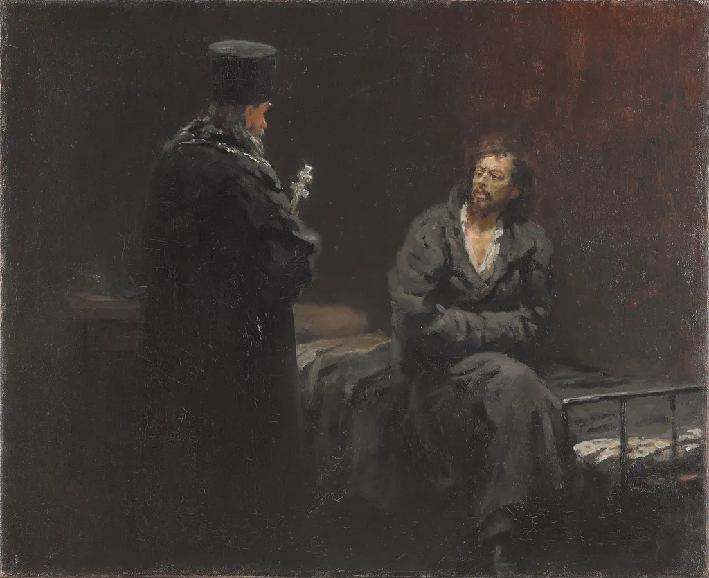 Refusal of Confession, by Ilya Repin, oil, 1890