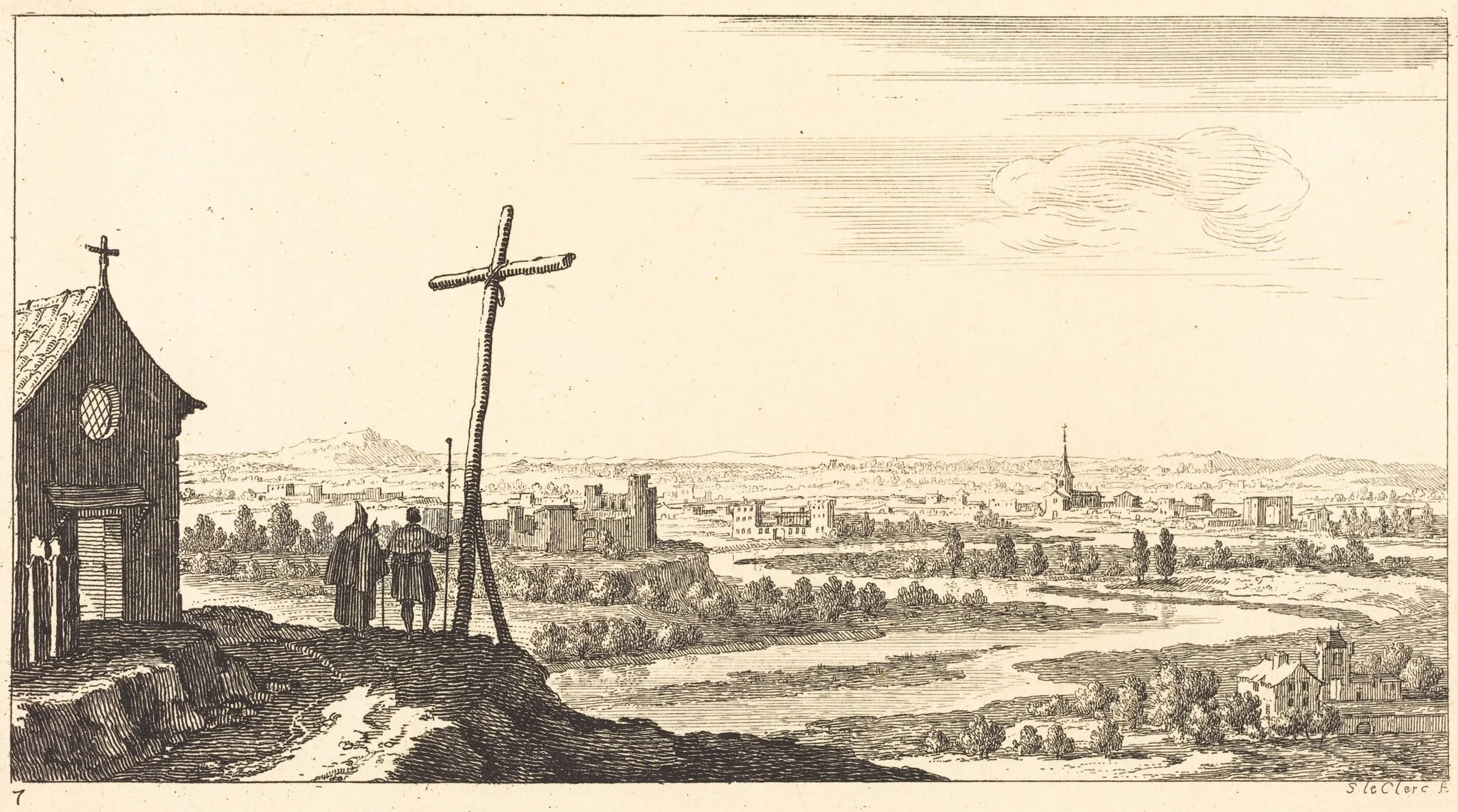 Landscape with Church and Town in Distance, detail