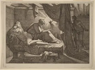 Xenocrates and Phryne, by Carl Russ, ink, 1811