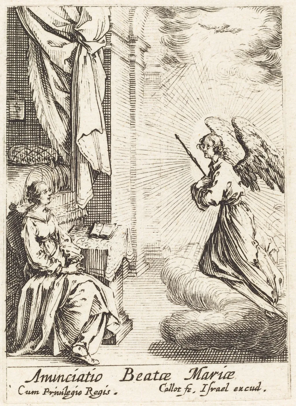 The Annunciation, by Jacques Callot, ink, 1634