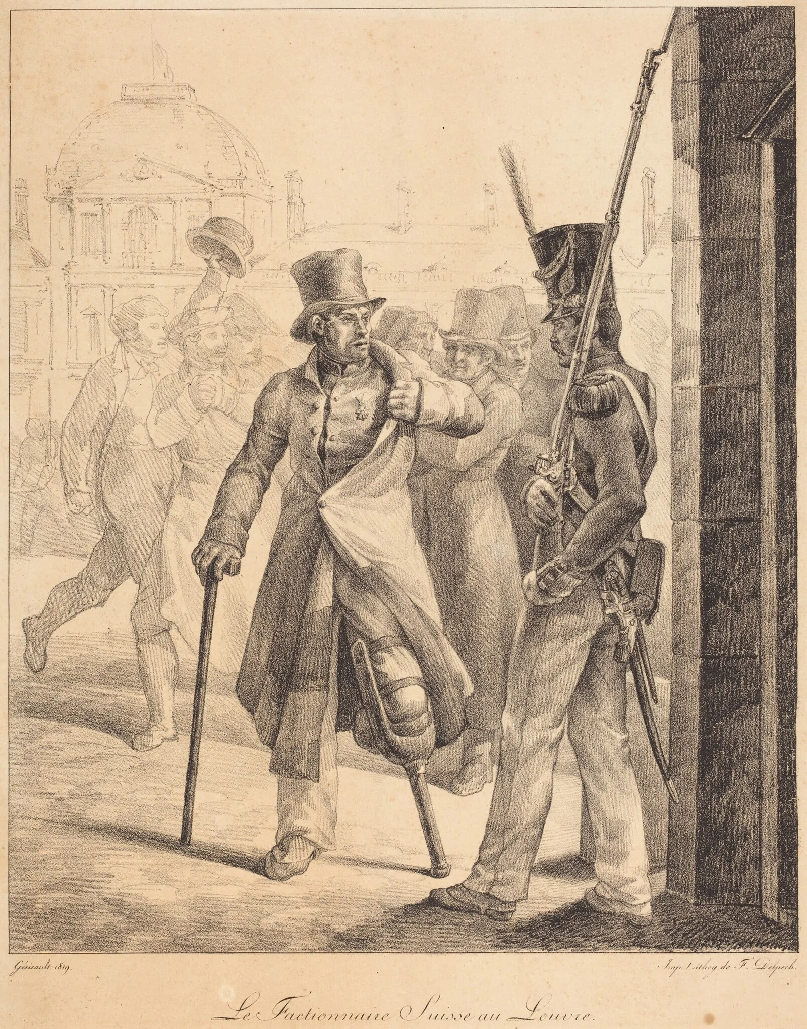 The Swiss Sentry at the Louvre (Le factionnaire Suisse au Louvre), detail