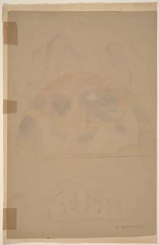 Studies for a Lunette [recto], by Charles Sprague Pearce, charcoal, 1894