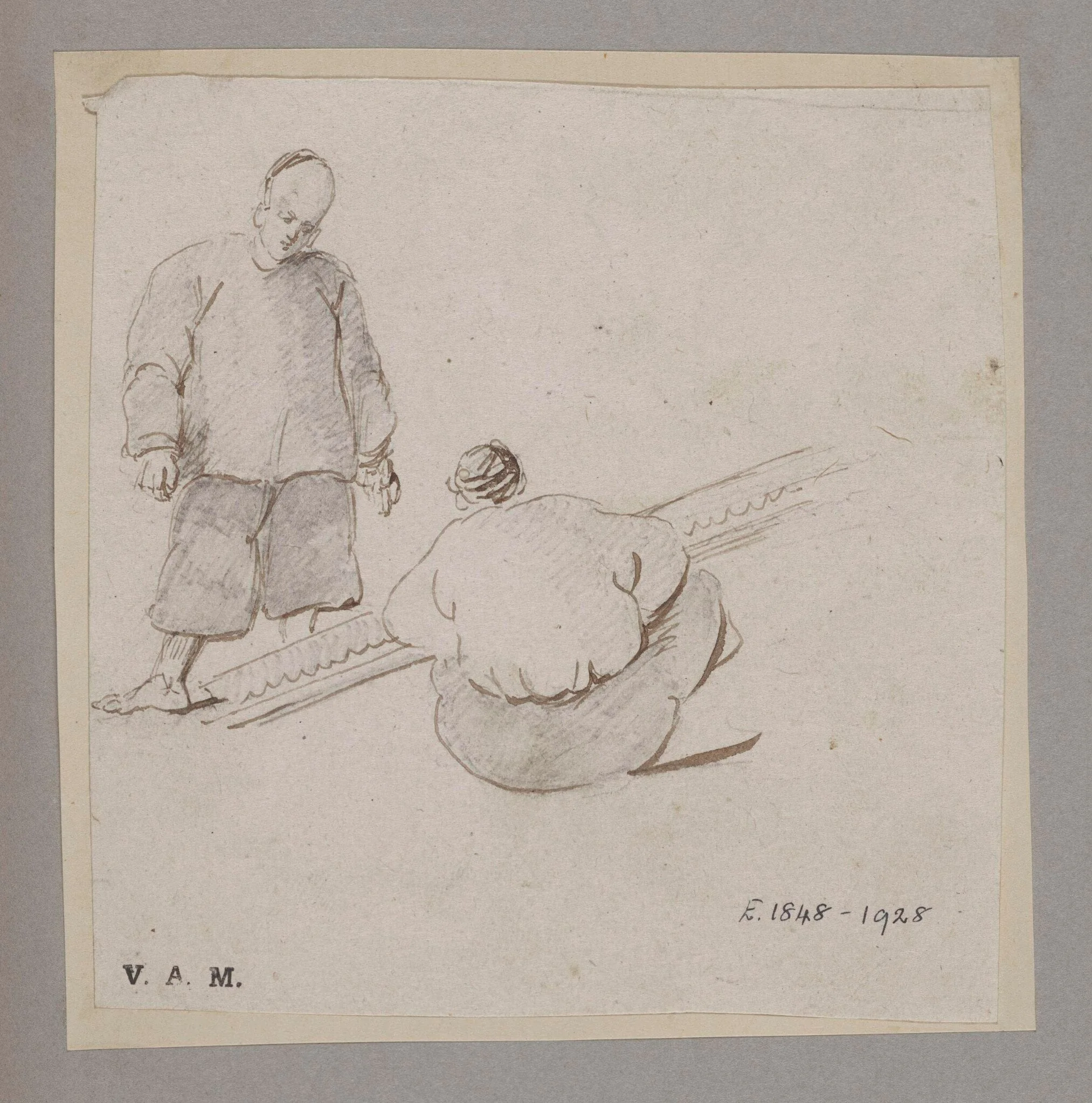 Two Chinese men, detail