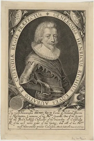 Henry Rich, First Earl of Holland, by Willem de Passe, ink, 1618