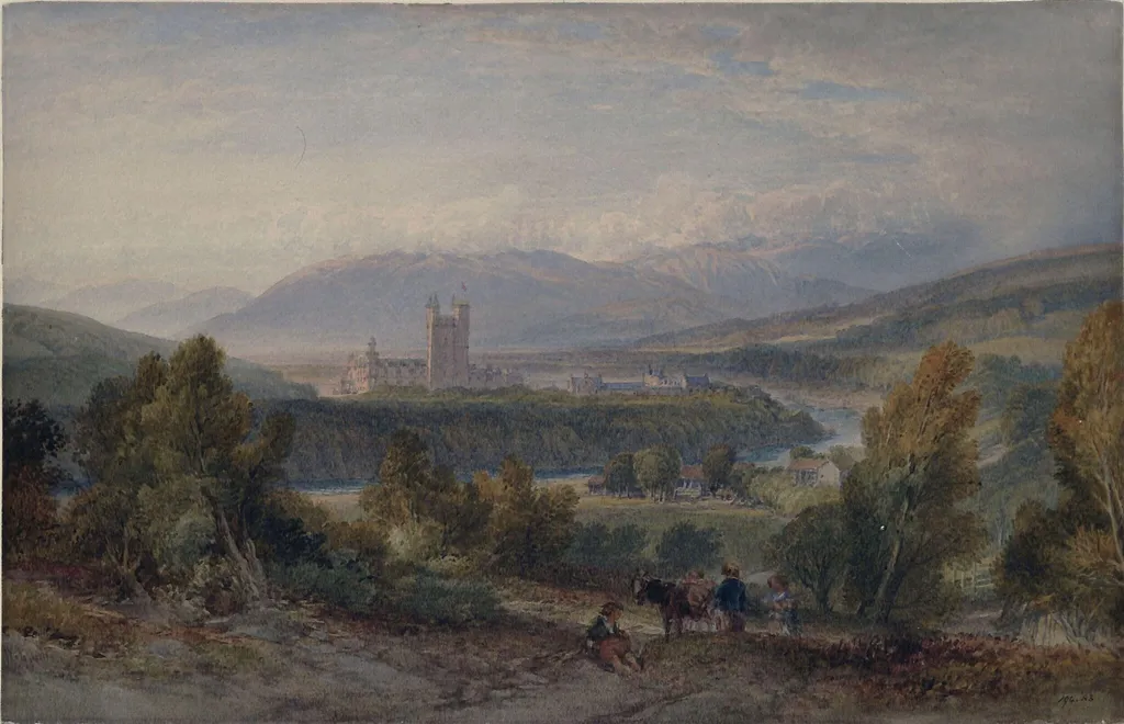 Balmoral Castle and the Surrounding Countryside, by William Leighton Leitch, watercolor, 1825