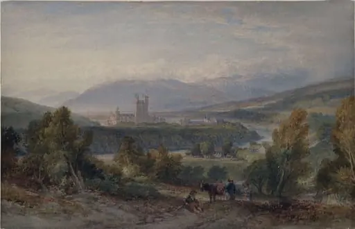 Balmoral Castle and the Surrounding Countryside, by William Leighton Leitch, watercolor, 1825