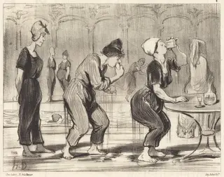 Entre deux plongeons, by Honoré Daumier, ink, 1847