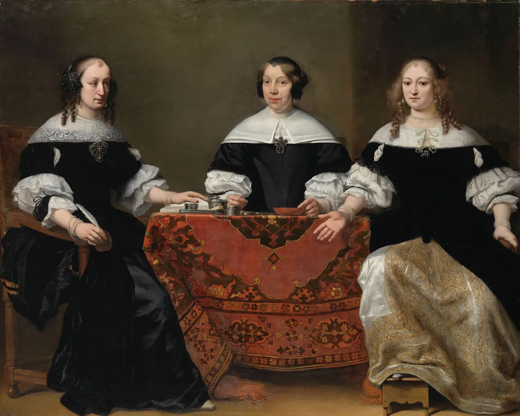 Portrait of the Three Regentesses of the Leprozenhuis, Amsterdam, by Ferdinand Bol, oil, 1668