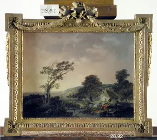 Landscape with Cowherd, by Jean Baptiste Le Prince, oil, 1770