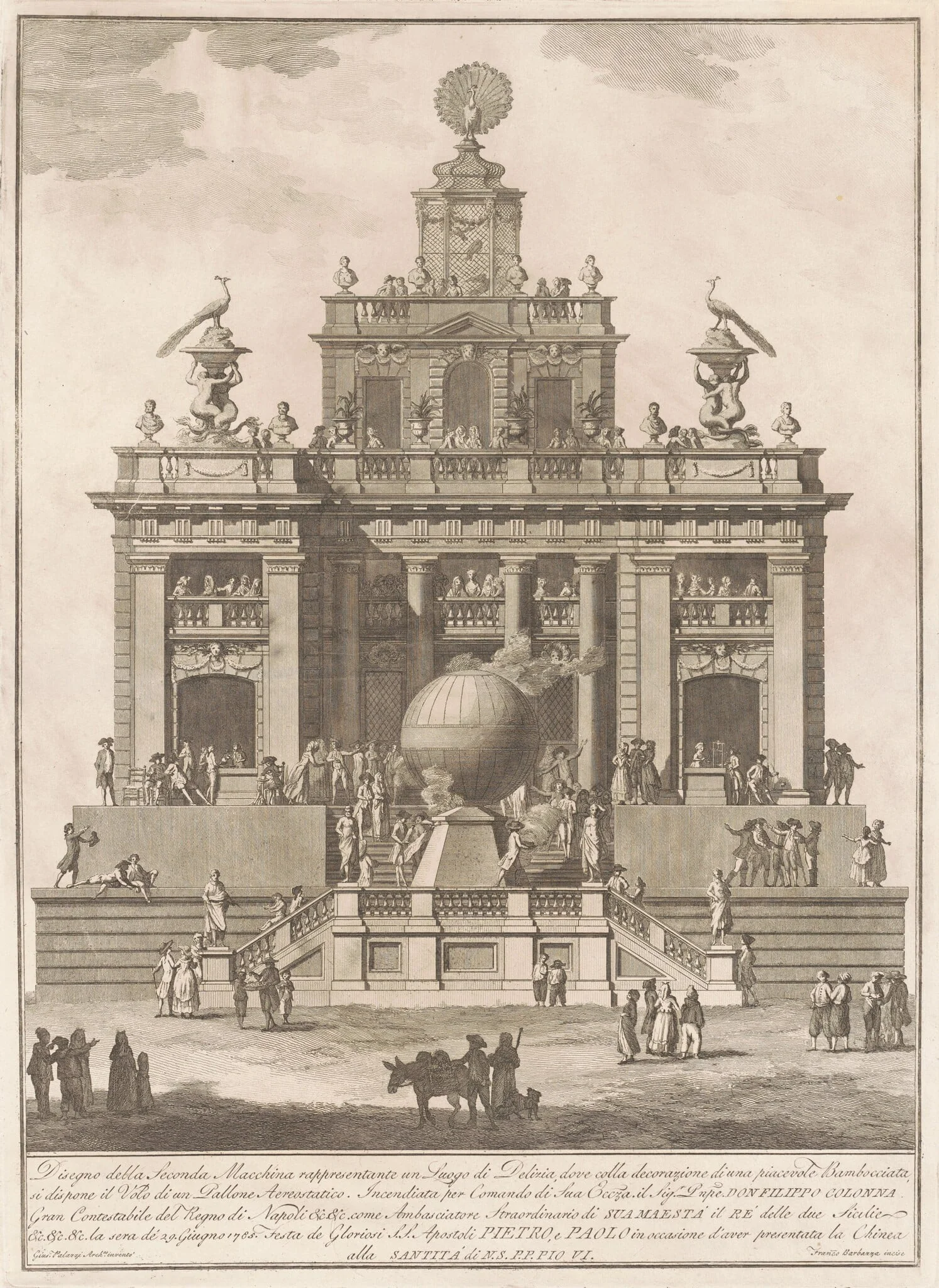 The Seconda Macchina for the Chinea of 1785: A Pleasure Palace with an Air Balloon, detail
