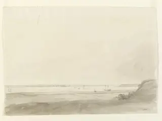 View from the shore over the Thames or the Medway, by John Constable, watercolor, 1803