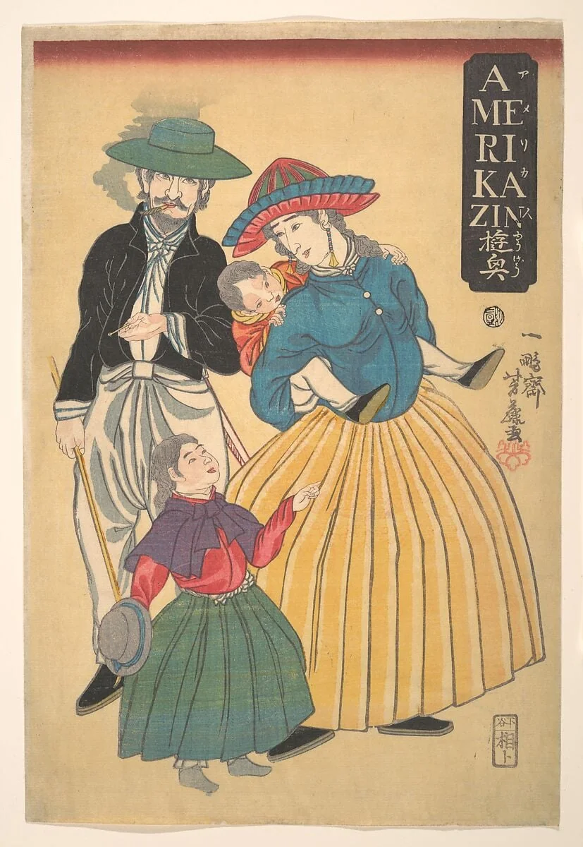 一鵬斎芳藤画 「AMERIKAZIN （アメリカ人）遊興」|Americans on an Outing (Amerikajin yūgyō), detail