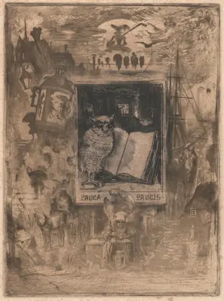 Le Hibou (The Owl), by Félix-Hilaire Buhot, ink, 1883