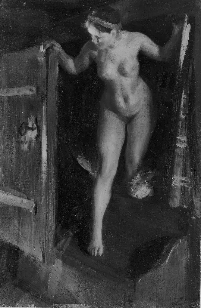 Nude Girl in Doorway, by Anders Zorn, oil, 1900