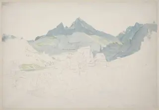 Berchtesgaden with the Watzmann Peak in the Distance, by Ernst Fries, graphite, 1822