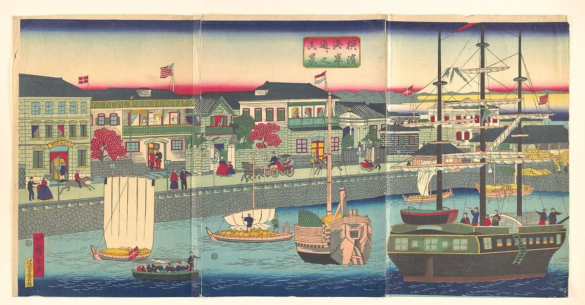 横浜海岸通り之風景|View of the Seafront in Yokohama (Yokohama Kagandori no fūkei), detail