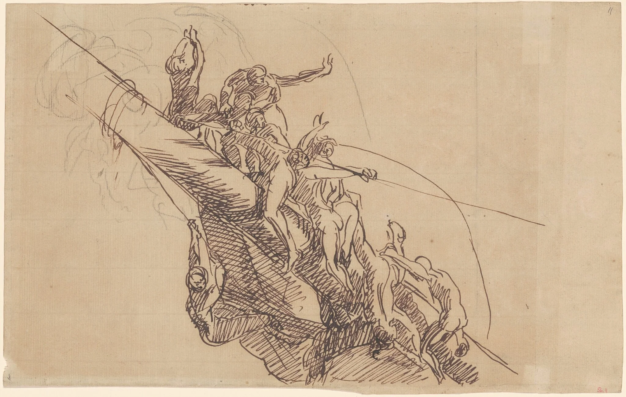 Study for "The Defeat of the Floating Batteries at Gibraltar", detail