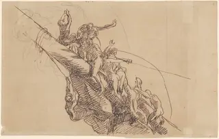 Study for "The Defeat of the Floating Batteries at Gibraltar", by John Singleton Copley, ink, 1784