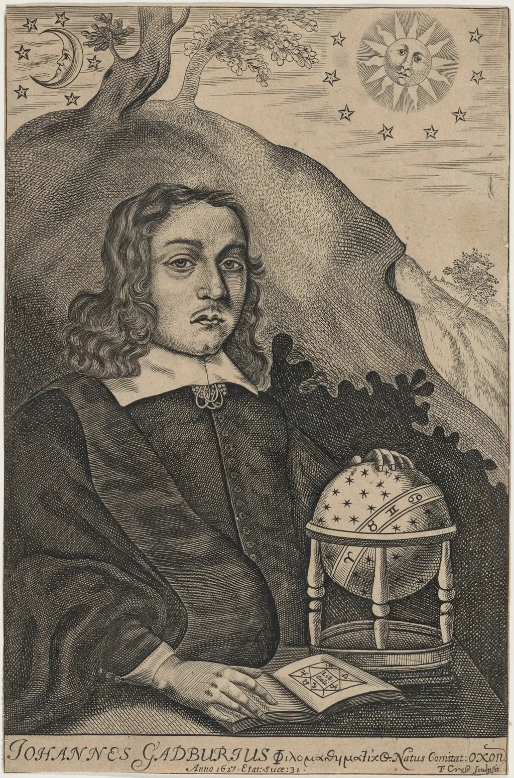 Johannes Gadburius (John Gadbury), by Thomas Cross, ink, 1658