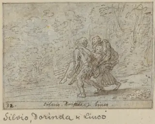 Silvio, Dorinda and Linco, by Johann Wilhelm Baur, ink, 1640