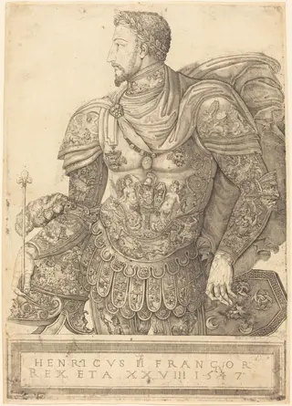 Henry II of France, by Nicolò della Casa, ink, 1547
