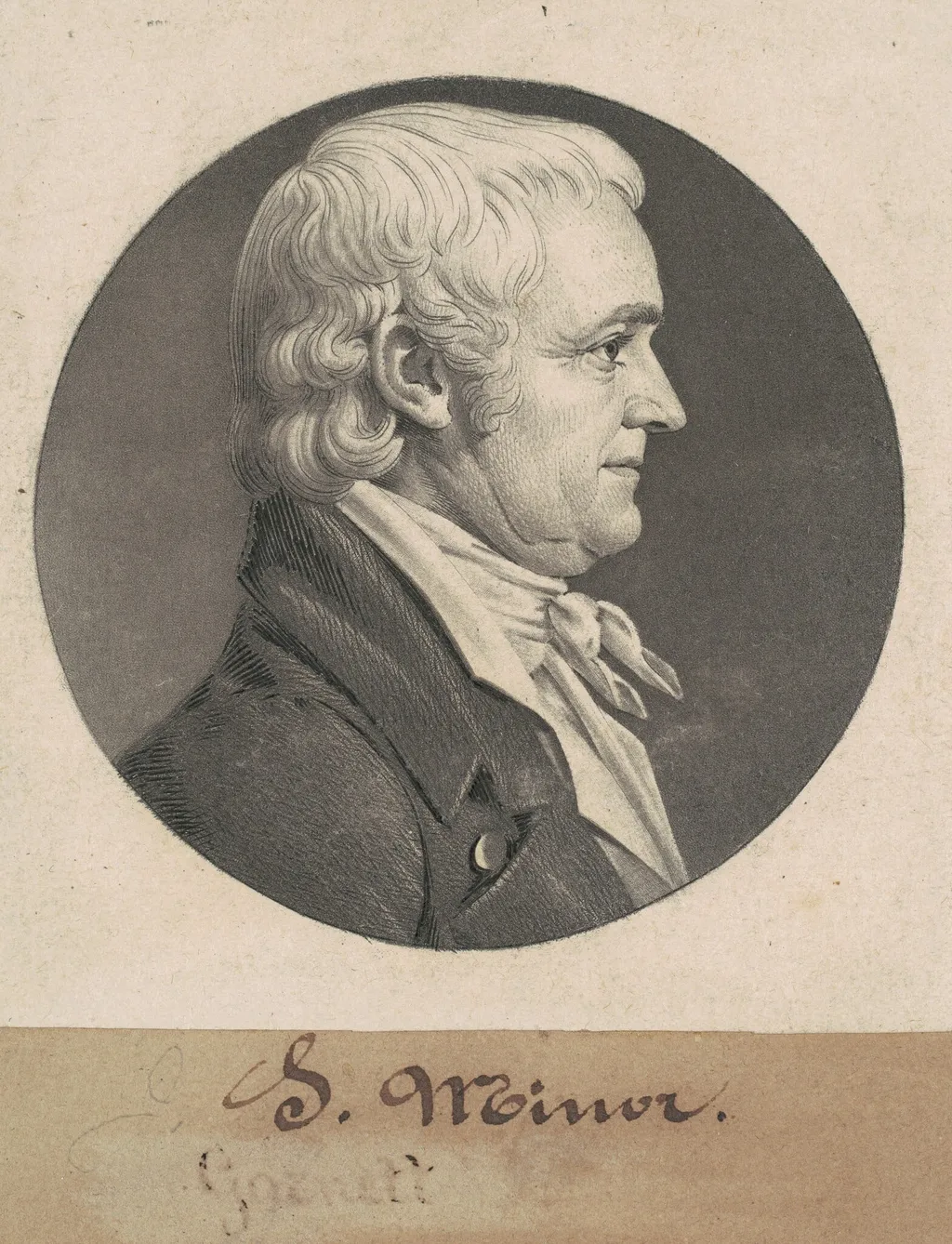 John Minor III, by Charles B. J. Févret de Saint-Mémin, ink, 1808